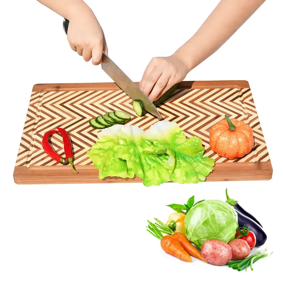 Wooden Large Kitchen Multi Purpose End Grain Cheese Chopping Cutting Board With Handle Blocks
